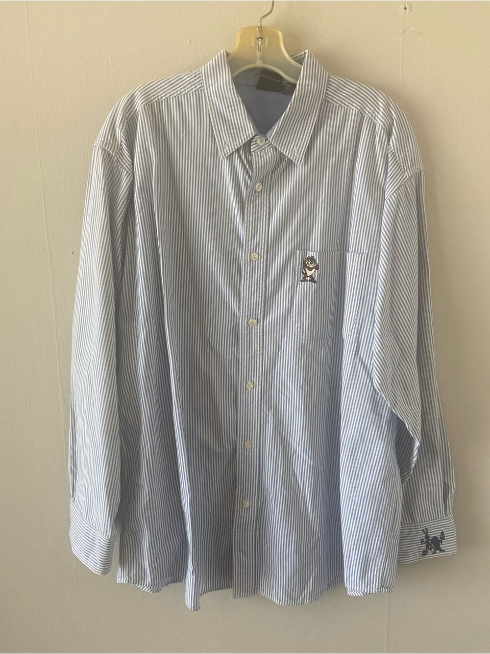 VTG 90s warner bros taz looney tunes button up mens striped large cotton